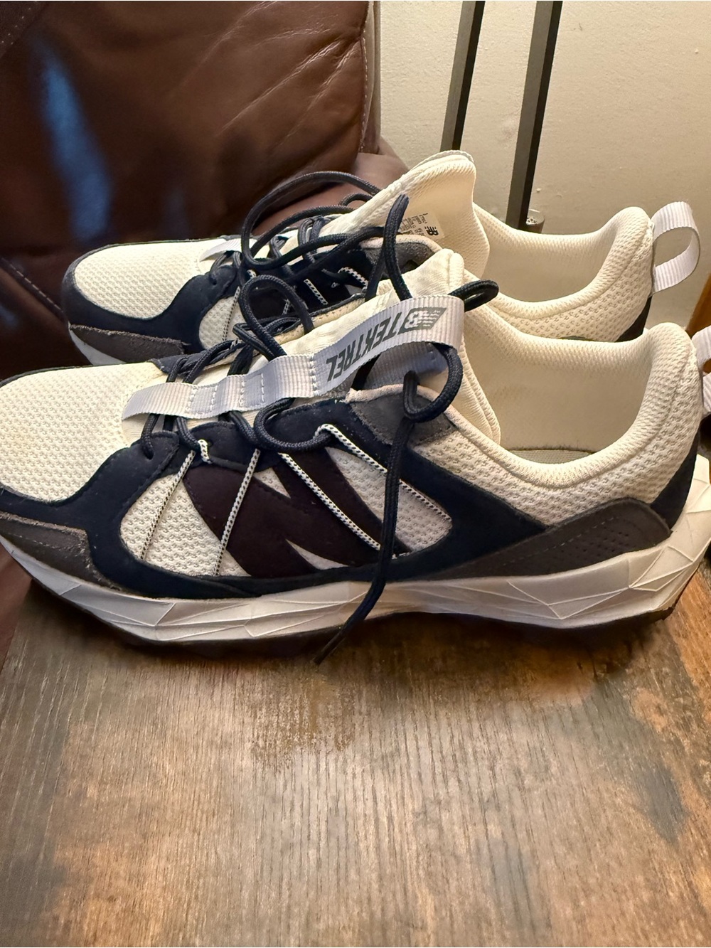 New Balance Cream and Navy Athletic Sneakers - Picture 4 of 4